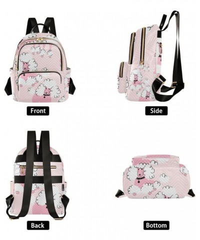 Women Backpack Pink White Doodle Poodle Anti-Theft Travel Backpack with Luggage Belt Lightweight Handbag Lady Purse Roomy Dou...