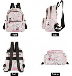 Women Backpack Pink White Doodle Poodle Anti-Theft Travel Backpack with Luggage Belt Lightweight Handbag Lady Purse Roomy Dou...