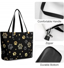 Womens Handbag Dog Paw Print And Star Pattern Leather Tote Bag Top Handle Satchel Bags For Lady $20.64 Totes