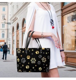 Womens Handbag Dog Paw Print And Star Pattern Leather Tote Bag Top Handle Satchel Bags For Lady $20.64 Totes