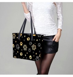 Womens Handbag Dog Paw Print And Star Pattern Leather Tote Bag Top Handle Satchel Bags For Lady $20.64 Totes