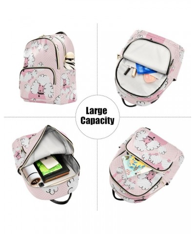 Women Backpack Pink White Doodle Poodle Anti-Theft Travel Backpack with Luggage Belt Lightweight Handbag Lady Purse Roomy Dou...