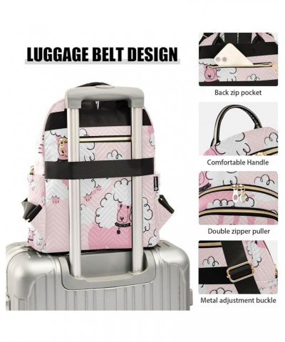 Women Backpack Pink White Doodle Poodle Anti-Theft Travel Backpack with Luggage Belt Lightweight Handbag Lady Purse Roomy Dou...