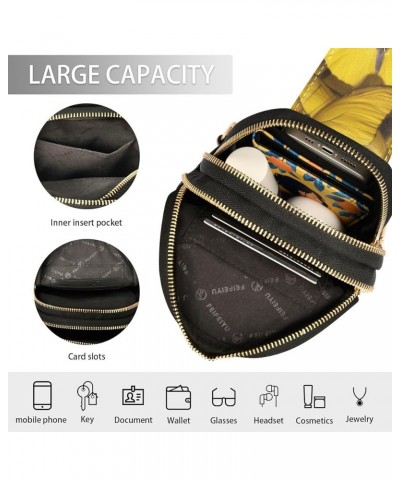 Butterfly Small Sling Bag for Women Leather Crossbody Yellow Packs Chest Bag for Men Color 2 $17.81 Crossbody Bags