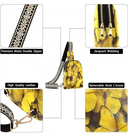 Butterfly Small Sling Bag for Women Leather Crossbody Yellow Packs Chest Bag for Men Color 2 $17.81 Crossbody Bags