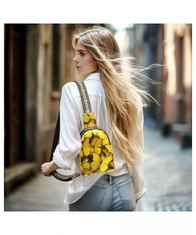 Butterfly Small Sling Bag for Women Leather Crossbody Yellow Packs Chest Bag for Men Color 2 $17.81 Crossbody Bags