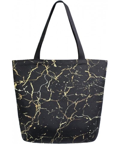 Chic Lifelike Pattern Extra Large Shoulder Tote Bag for Beach Travel Weekender Gym Grocery Shopping Black Marble $10.07 Totes