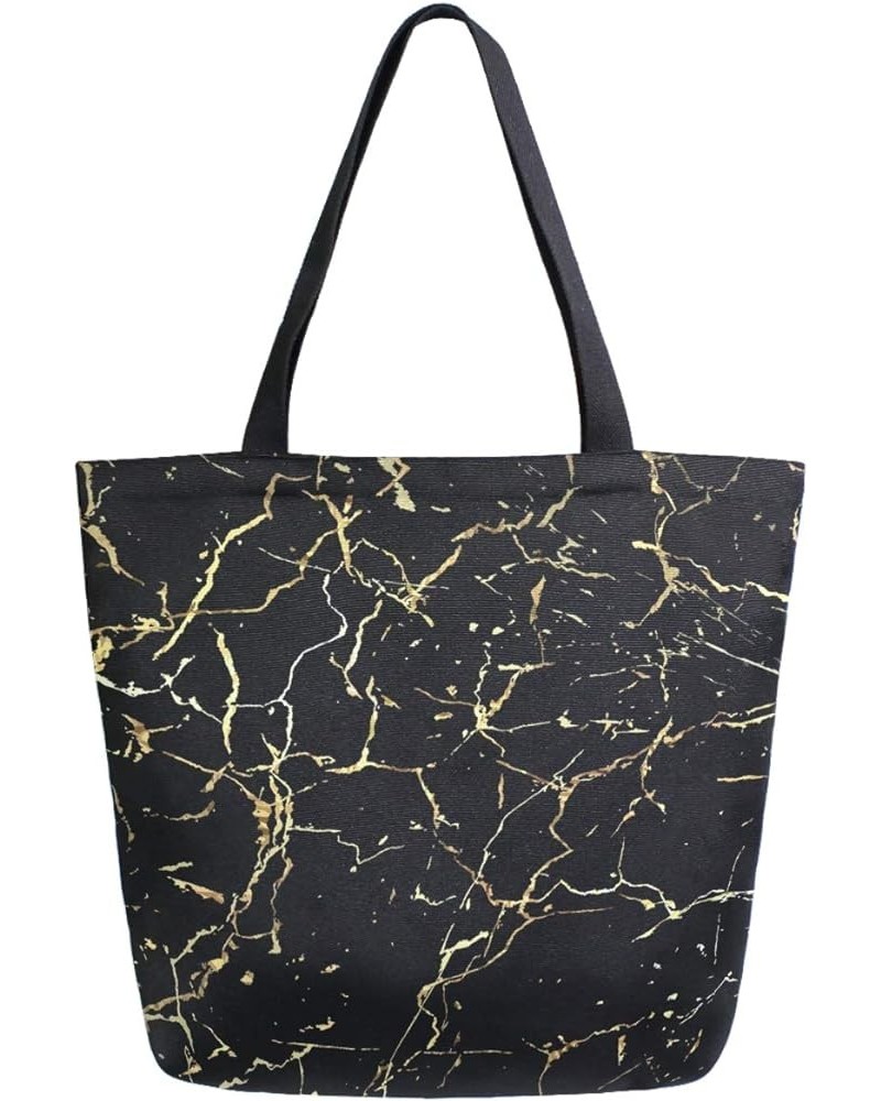 Chic Lifelike Pattern Extra Large Shoulder Tote Bag for Beach Travel Weekender Gym Grocery Shopping Black Marble $10.07 Totes