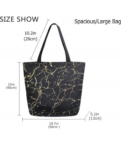 Chic Lifelike Pattern Extra Large Shoulder Tote Bag for Beach Travel Weekender Gym Grocery Shopping Black Marble $10.07 Totes