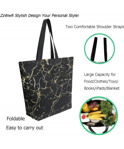 Chic Lifelike Pattern Extra Large Shoulder Tote Bag for Beach Travel Weekender Gym Grocery Shopping Black Marble $10.07 Totes