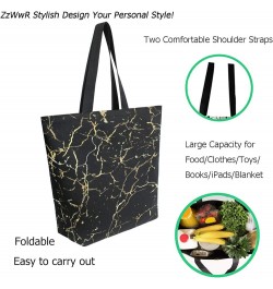 Chic Lifelike Pattern Extra Large Shoulder Tote Bag for Beach Travel Weekender Gym Grocery Shopping Black Marble $10.07 Totes