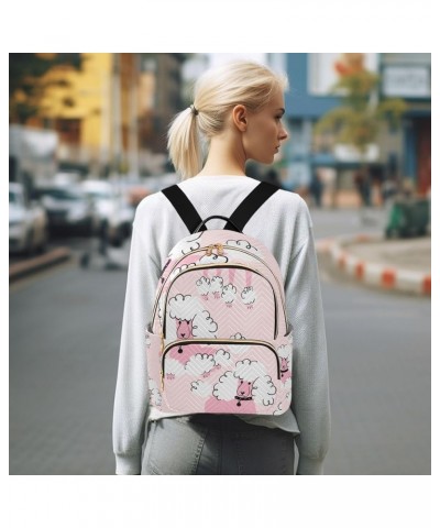 Women Backpack Pink White Doodle Poodle Anti-Theft Travel Backpack with Luggage Belt Lightweight Handbag Lady Purse Roomy Dou...