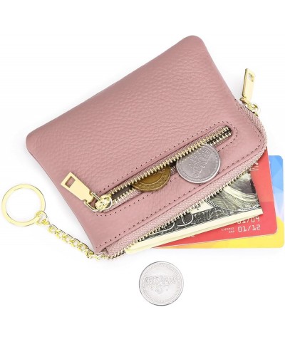 Coin Purse for Women Leather Card Holder Change Pouch Small RFID Blocking Wallet A-Pink $9.89 Wallets