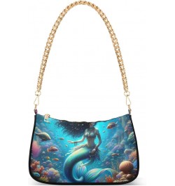 Fantasy Mermaid under Sea Tote Bag Purse Hobo Tote Bag Womens Vintage Handbags Chain Small Shoulder Bag Fantasy Mermaid Under...