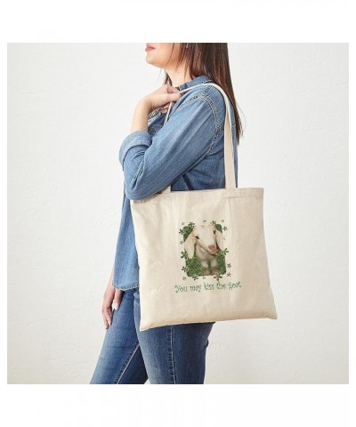 Angora Goat Angelgoat Tote Bag Natural Canvas Tote Bag, Cloth Shopping Bag Kiss the Goat Tote Bag $9.11 Travel Gear