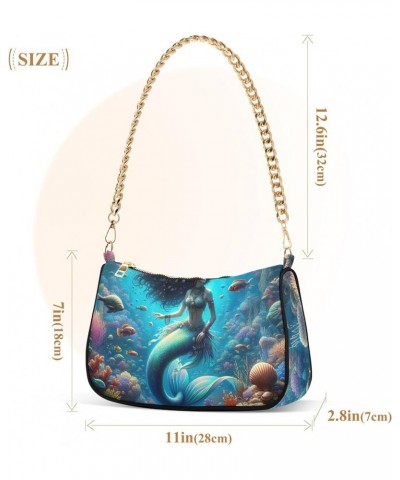 Fantasy Mermaid under Sea Tote Bag Purse Hobo Tote Bag Womens Vintage Handbags Chain Small Shoulder Bag Fantasy Mermaid Under...