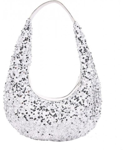 Womens Mermaid Sequins Shoulder Bag Reversible Sequin Handbag Purse Sparkling Tote Shiny Hobo Bag Pink H-white $20.82 Totes