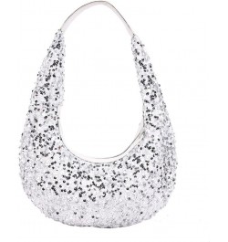 Womens Mermaid Sequins Shoulder Bag Reversible Sequin Handbag Purse Sparkling Tote Shiny Hobo Bag Pink H-white $20.82 Totes