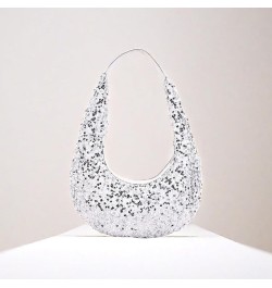 Womens Mermaid Sequins Shoulder Bag Reversible Sequin Handbag Purse Sparkling Tote Shiny Hobo Bag Pink H-white $20.82 Totes