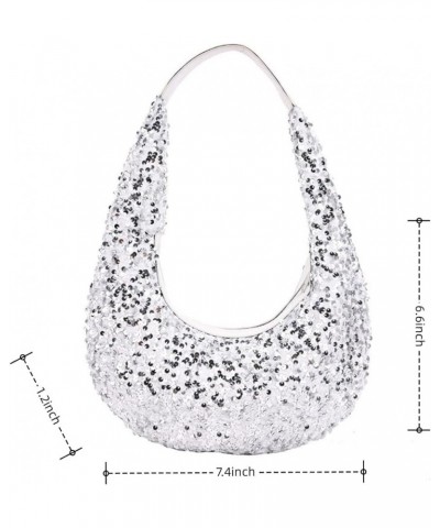 Womens Mermaid Sequins Shoulder Bag Reversible Sequin Handbag Purse Sparkling Tote Shiny Hobo Bag Pink H-white $20.82 Totes