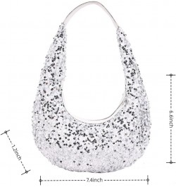 Womens Mermaid Sequins Shoulder Bag Reversible Sequin Handbag Purse Sparkling Tote Shiny Hobo Bag Pink H-white $20.82 Totes