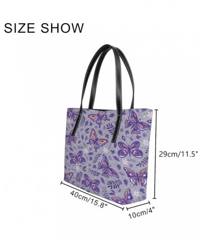 Large Tote Bags Handbags Hand Drawn Eiffel Tower Women's Shoulder Bags Casual Shopping Bags Purses Purple Butterflies Flowers...