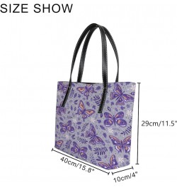 Large Tote Bags Handbags Hand Drawn Eiffel Tower Women's Shoulder Bags Casual Shopping Bags Purses Purple Butterflies Flowers...