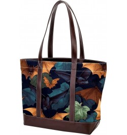 Bat Canvas Leather Mix Tote Bag - Stylish & Spacious Hand-Held Bag 13.3x4.7x12.2 Inches $20.64 Totes