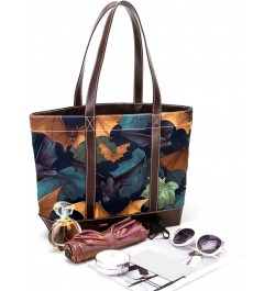 Bat Canvas Leather Mix Tote Bag - Stylish & Spacious Hand-Held Bag 13.3x4.7x12.2 Inches $20.64 Totes