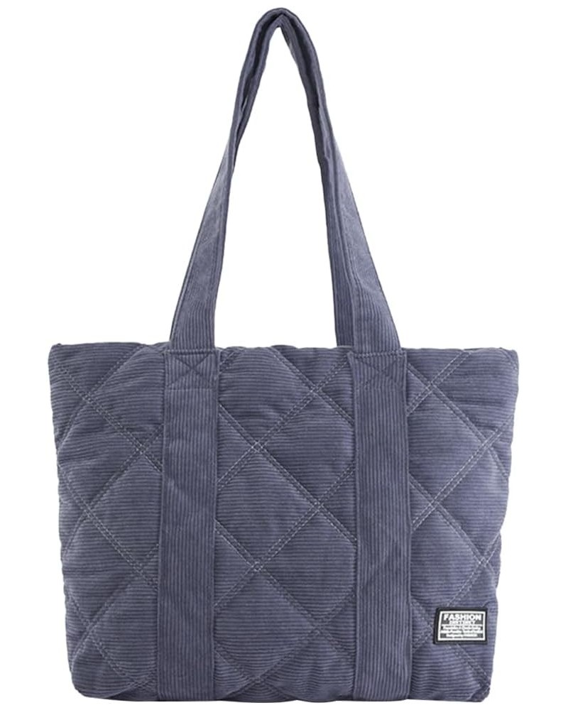 Corduroy Tote Bag Quilted Bag for Women Cute Aesthetic Hobo Handbag Work Shoulder Bag Puffy Padded Everyday A05-blue $13.79 T...