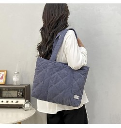 Corduroy Tote Bag Quilted Bag for Women Cute Aesthetic Hobo Handbag Work Shoulder Bag Puffy Padded Everyday A05-blue $13.79 T...