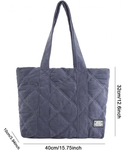 Corduroy Tote Bag Quilted Bag for Women Cute Aesthetic Hobo Handbag Work Shoulder Bag Puffy Padded Everyday A05-blue $13.79 T...