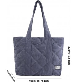 Corduroy Tote Bag Quilted Bag for Women Cute Aesthetic Hobo Handbag Work Shoulder Bag Puffy Padded Everyday A05-blue $13.79 T...