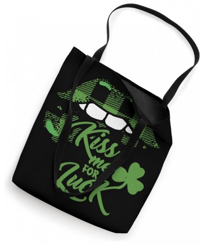 St Patricks Day Kiss Me For Luck Shamrock Plaid Clover Lips Tote Bag $10.24 Totes