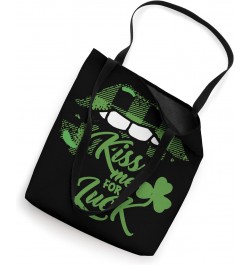 St Patricks Day Kiss Me For Luck Shamrock Plaid Clover Lips Tote Bag $10.24 Totes