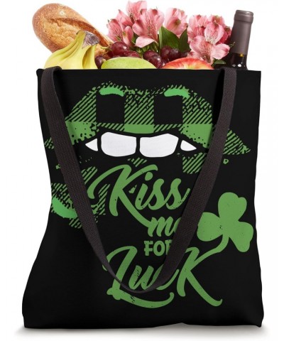 St Patricks Day Kiss Me For Luck Shamrock Plaid Clover Lips Tote Bag $10.24 Totes