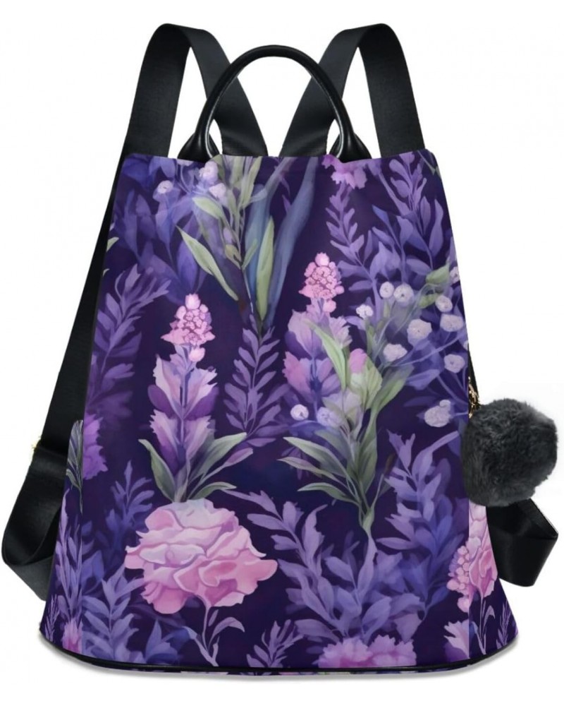 Watercolor Lavenders Flowers Leaves Womens Backpack Purse Travel Backpack Anti Theft Shoulder Bag Satchel Bags for Women Work...