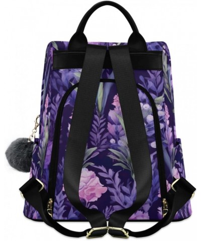 Watercolor Lavenders Flowers Leaves Womens Backpack Purse Travel Backpack Anti Theft Shoulder Bag Satchel Bags for Women Work...