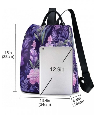 Watercolor Lavenders Flowers Leaves Womens Backpack Purse Travel Backpack Anti Theft Shoulder Bag Satchel Bags for Women Work...