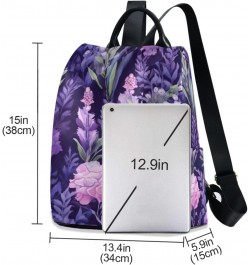 Watercolor Lavenders Flowers Leaves Womens Backpack Purse Travel Backpack Anti Theft Shoulder Bag Satchel Bags for Women Work...