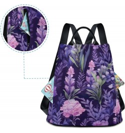 Watercolor Lavenders Flowers Leaves Womens Backpack Purse Travel Backpack Anti Theft Shoulder Bag Satchel Bags for Women Work...