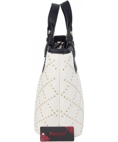 Purses And Handbags Studded Fashion Novelty Medium Crossbody Bag Extra Long Strap For Women White $26.74 Crossbody Bags