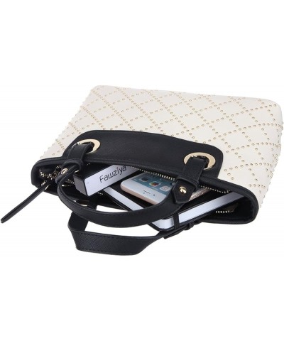 Purses And Handbags Studded Fashion Novelty Medium Crossbody Bag Extra Long Strap For Women White $26.74 Crossbody Bags