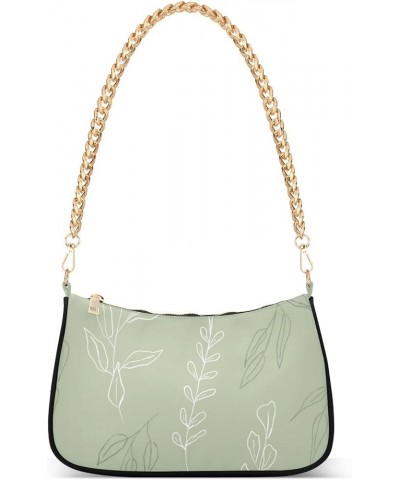 Shoulder Bags for Women, Green Leaves Hobo Tote Handbag, Retro Chain Bag Purse with Zipper Color07 $14.40 Shoulder Bags