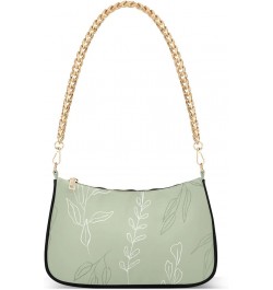 Shoulder Bags for Women, Green Leaves Hobo Tote Handbag, Retro Chain Bag Purse with Zipper Color07 $14.40 Shoulder Bags