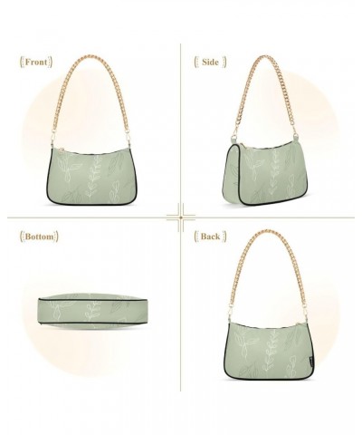 Shoulder Bags for Women, Green Leaves Hobo Tote Handbag, Retro Chain Bag Purse with Zipper Color07 $14.40 Shoulder Bags