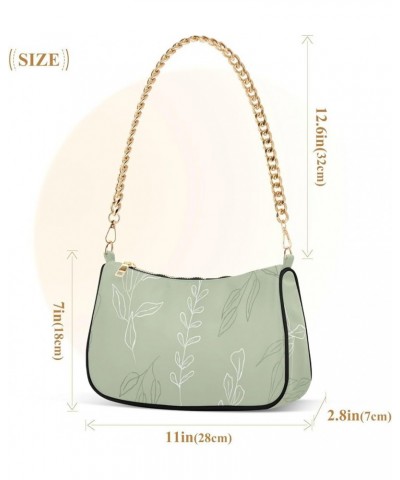 Shoulder Bags for Women, Green Leaves Hobo Tote Handbag, Retro Chain Bag Purse with Zipper Color07 $14.40 Shoulder Bags