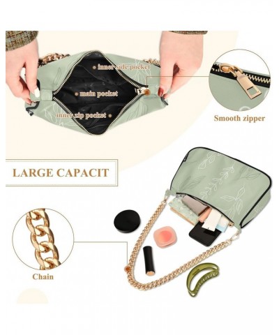 Shoulder Bags for Women, Green Leaves Hobo Tote Handbag, Retro Chain Bag Purse with Zipper Color07 $14.40 Shoulder Bags