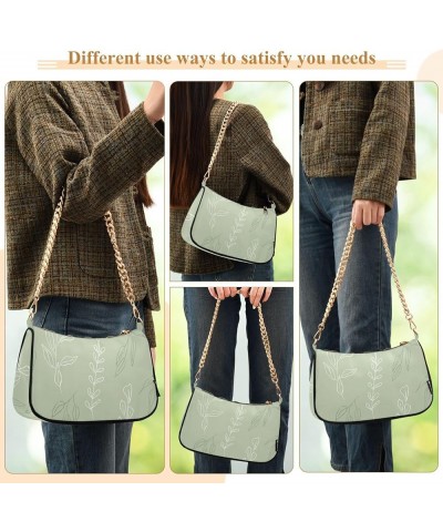 Shoulder Bags for Women, Green Leaves Hobo Tote Handbag, Retro Chain Bag Purse with Zipper Color07 $14.40 Shoulder Bags