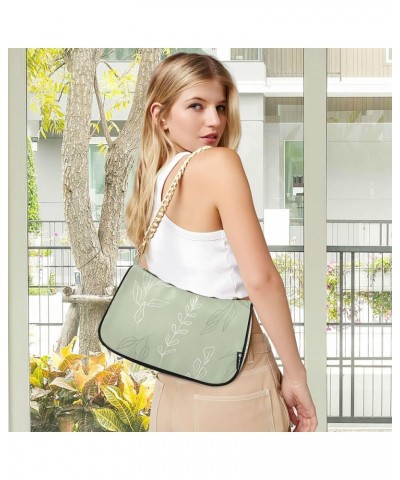 Shoulder Bags for Women, Green Leaves Hobo Tote Handbag, Retro Chain Bag Purse with Zipper Color07 $14.40 Shoulder Bags